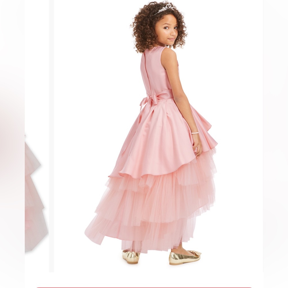 Rare Editions Kids' Big Girls Satin & Tulle Embellished Gown - Picture 3 of 6